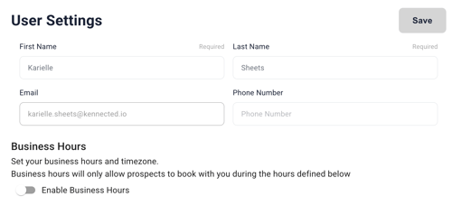 Settings - User 2