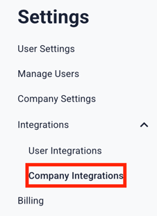Settings - company integ