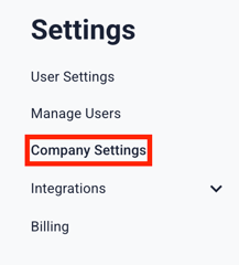 Settings - company settings